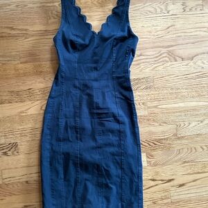 Banana Republic Denim Navy Blue Scalloped Dress